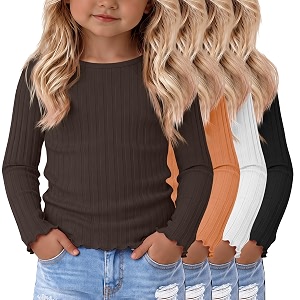 4 Pack Toddler Girls Long Sleeve Shirts