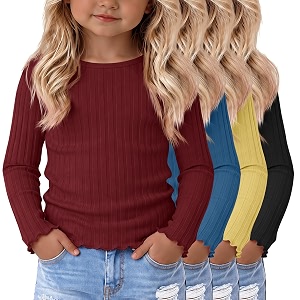 4 Pack Toddler Girls Long Sleeve Shirts
