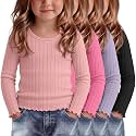 4 Pack Toddler Girls Cute Fall Long Sleeve Shirts