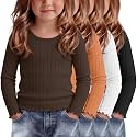4 Pack Toddler Girls Cute Fall Long Sleeve Shirts