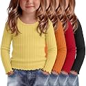 4 Pack Toddler Girls Cute Fall Long Sleeve Shirts