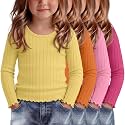 4 Pack Toddler Girls Cute Fall Long Sleeve Shirts