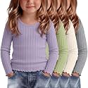 4 Pack Toddler Girls Cute Fall Long Sleeve Shirts