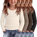 4 Pack Toddler Girls Cute Fall Long Sleeve Shirts