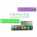 4 Pack Weekly (7-Day) Pill Organizer, 7 Days Pill Case Travel Daily Pill Box Portable Medicine Organizer and Planner with Compartment for Vitamins, Fish Oil, Supplements and Medication (4, Color)