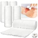 4 Pack White Cotton Rolls for Wound Care, Non-sterile Absorbent Soft Cotton