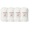 4 Pack White Fluffy Velvet Yarn for Crocheting, Chunky Chenille Baby Blanket Yarn for Crochet, Soft Fuzzy Puzzle Yarn for Knitting, (100g/3.53oz Each) Bulky Thick Amigurumi Crochet Yarns