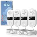 4 Pack WiFi Water Alarm Leak Detector, 130dB Smart App Tuya Water Sensor Alarm Leak Detector with 3.2ft Probe for Home Basement Kitchen Bathroom, Battery Powered, No Hub Required