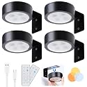 4 Pack Wireless Picture Lights for Wall, Magnetic Black Rechargeable Picture Light Battery Operated with Remote 3 Lighting Modes Painting Light for Art Display, Battery Wall Lights for Photo Gallery