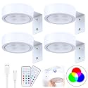 4 Pack Picture Lights for Wall, White Rechargeable Magnetic with Remote