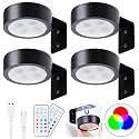 4 Pack Picture Lights for Wall, Black Rechargeable Magnetic with Remote