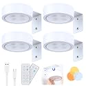 4 Pack Picture Lights for Wall, White Rechargeable Magnetic with Remote