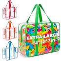 4 Pack XXXL Extra Large Clear Toy Storage Bags, 14x18x7 in, Multicolor