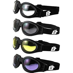 4 pairs of birdz eyewear parrot black padded motorcycle goggles clear smoke yellow amp purple lenses