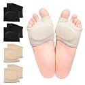 4 Pairs of Metatarsal Pads with Gel Pads for Women and Men, Ball of Foot Cushions for Sesamoiditis, Morton's Neuroma, Metatarsalgia, Calluses Blisters and Diabetic Feet(Beige+Black,Large)