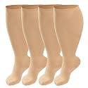 4 Pairs Plus Size Compression Socks Wide Calf for Women Men