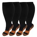 4 Pairs Plus Size Compression Socks Wide Calf for Women Men