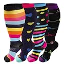4 Pairs Plus Size Compression Socks Wide Calf for Women Men