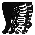 4 Pairs Plus Size Compression Socks Wide Calf for Women Men