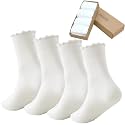 4 Pairs Ruffle Yoga Socks for Women,Cute Frilly Non-Slip Grips Socks for Pilates,Fitness,Hospital,Pregnant