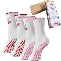 4 Pairs Ruffle Yoga Socks for Women,Cute Frilly Non-Slip Grips Socks for Pilates,Fitness,Hospital,Pregnant