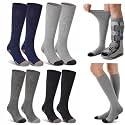 4 Pairs Walking Boot Socks Replacement Sock Liner for Orthopedic Walker Brace, Tube Socks Under Air Cam Walkers and Fracture Boot Cast Surgical Leg Cover (Dark Gray, Light Gray, Blue, Black)