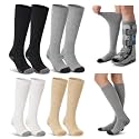 4 Pairs Walking Boot Socks Replacement Sock Liner for Orthopedic Walker Brace, Tube Socks Under Air Cam Walkers and Fracture Boot Cast Surgical Leg Cover(Black, Gray, White, Skin)