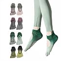 4 Pairs Women’s Non-Slip Yoga Socks, Five-Toe Pilates Socks with Grip for Workout, Jump Rope, Dance, Gym, Barre, Fitness