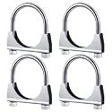 4 Pcs 1-1/2" Exhaust Clamp Heavy Duty U-bolt Exhaust Clamp - Saddle Design Muffler Pipe Connector, Tip Hook Clip, Galvanized Iron, Fits 1.5" Od Pipes