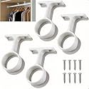 4 Pcs 1 5/16 Inch Round Wardrobe Closet Rod Center Support Brackets(White)