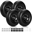 4 Pcs 13x4.00-6 Flat Free Tire and Wheel with 5/8" & Extra 3/4" Bearings