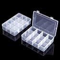 2 Pcs 12 Grids Clear Organizer Box Plastic Storage Container with Adjustable Dividers for Electronics Jewelry Beads Art DIY Crafts Fishing Small Parts
