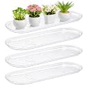 4 Pcs 17.7 x 6.1 Inch Plant Trays, Plastic Saucers for Window Sills, Clear