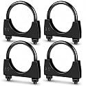 4 Pcs 2-1/2" Exhaust Clamp Heavy Duty U-bolt Exhaust Clamp - Saddle Design Muffler Pipe Connector, Tip Hook Clip, Galvanized Iron, Fits 2.5" Od Pipes(Black)