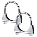 4 Pcs 4" Exhaust Clamp Heavy Duty U-bolt Exhaust Clamp - Saddle Design Muffler Pipe Connector, Tip Hook Clip, Galvanized Iron, Fits 4" Od Pipes