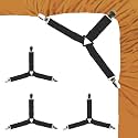 4 Pcs Adjustable Elastic Bed Sheet Straps with Metal Clips