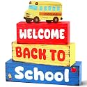 4 Pcs Back to School Wooden Tiered Tray Decor, School Table Decorations