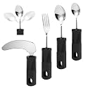 4 Pcs Bendable Adaptive Utensil for Elderly Include Bendable Fork Teaspoon Tablespoon and Knife 3 oz Weighted Utensils Built up Non-slip Handle for Hand Tremors Weighted(Black)