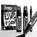 4 Pcs Black Jumbo Poster Marker Set, 15mm and 0.7mm Tip