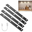 GITGRNTH 4 Pcs Black Motion Sensor Under Cabinet Light