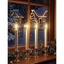 4 Pack Window Candles Battery Operated with Timer,Golden Plated Holders