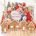 4 Pcs Christmas Gingerbread House Decor, Village Cardboard Cutout