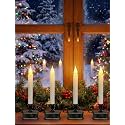 4 Pack Christmas Window Candles Operated with Timer,Bronze Base
