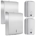 4 Pcs Commercial Soap Dispenser and Paper Towel Dispenser Set with Lock-Stainless Steel,Wall Mount,Large Capacity Manual Liquid Pump Rust Proof Leak Free for Home Bathroom (500 ml,Style 2)