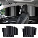 4 Pcs Curtain For Car Window | Heat & Sunshade Protection Windshield Sun Shade Visor Accessories Privacy Keeps Cooler Screen Vehicle Interior (Black Color)