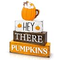 4 Pcs Fall Wooden Decor, Fall Decorations Gifts for Home Pumpkin Harvest
