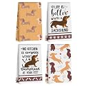 4 Pcs Funny Dachshund Kitchen Towels, Dachshund Gift Reusable Dish Towels