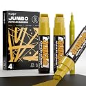 4 Pcs Gold Jumbo Poster Marker Set, 15mm and 0.7mm Tip