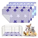 4 Pcs Guinea Pig Cage Liner, Washable Guinea Pig Bedding, Rabbit Bedding Waterproof Guinea Pig Pee Pads, Absorbent Guinea Pig Bedding for Small Animals Hamster Rabbit Squirrel Cage (Star 24‘’)