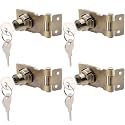 4 Pcs Keyed Hasp Lock, 2.5 Inch Twist Knob (Bronze)